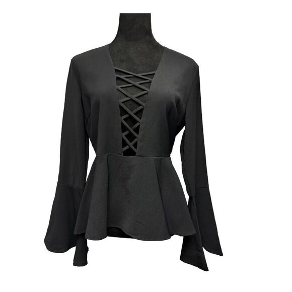 💎 DO+BE Bell Sleeve Blouse Black - Picture 1 of 10